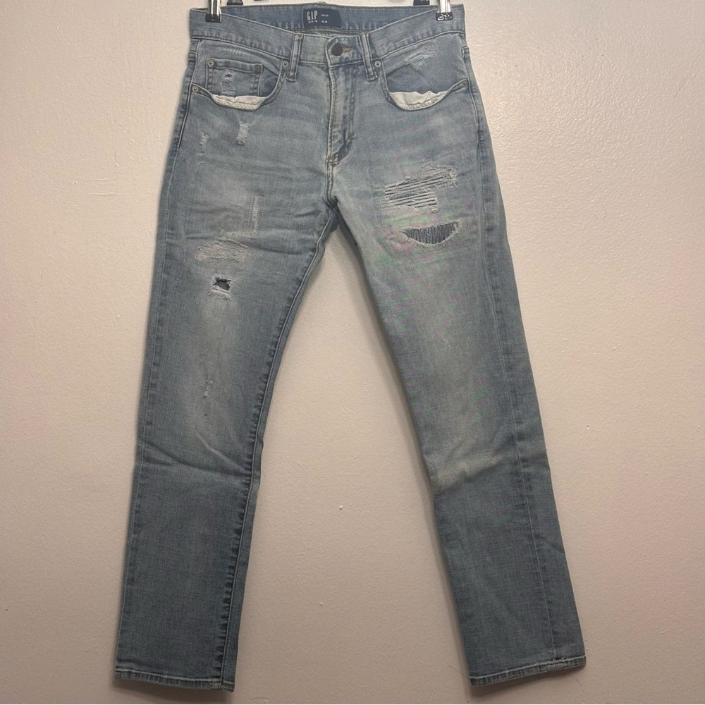 Men's Distressed Blue Jeans